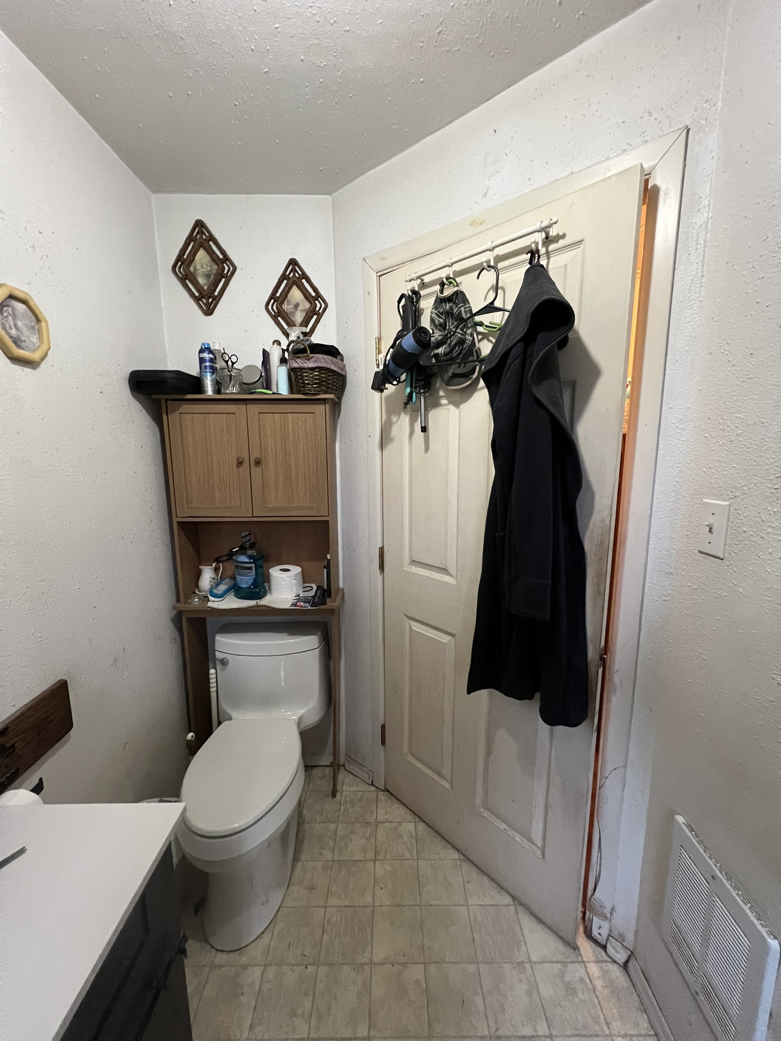 Original toilet and entry area before the bathroom remodel